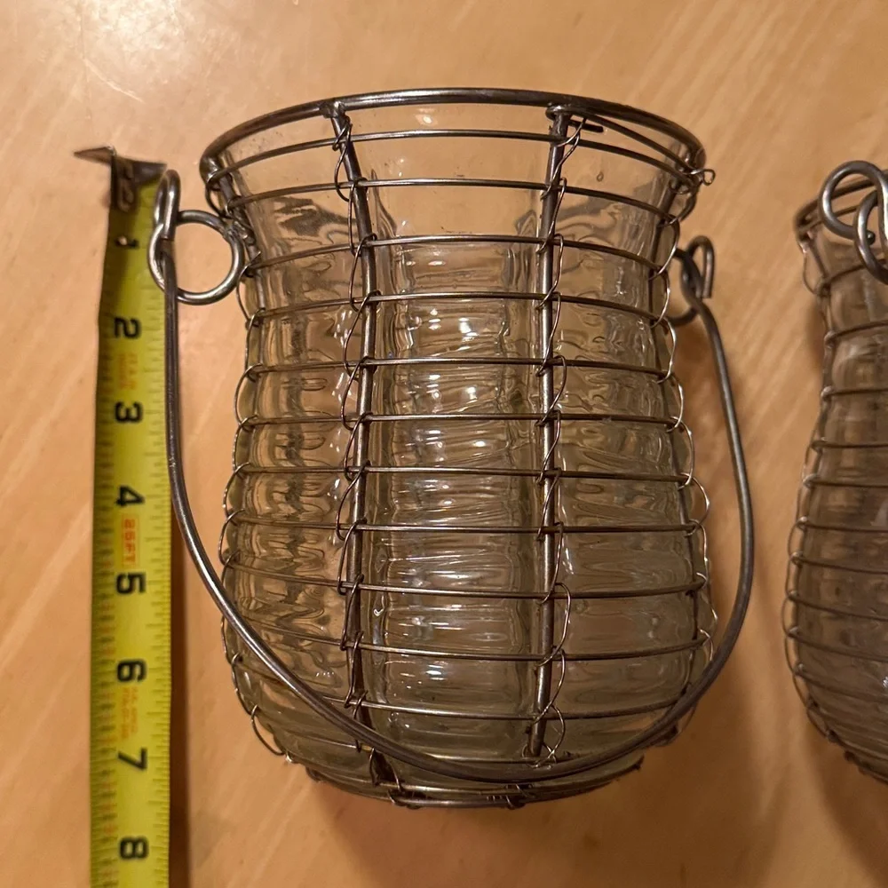 😎Glass and Metal Wire Candle Holders